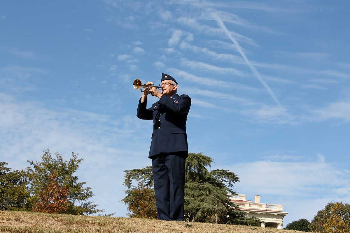 solider playing trumpet