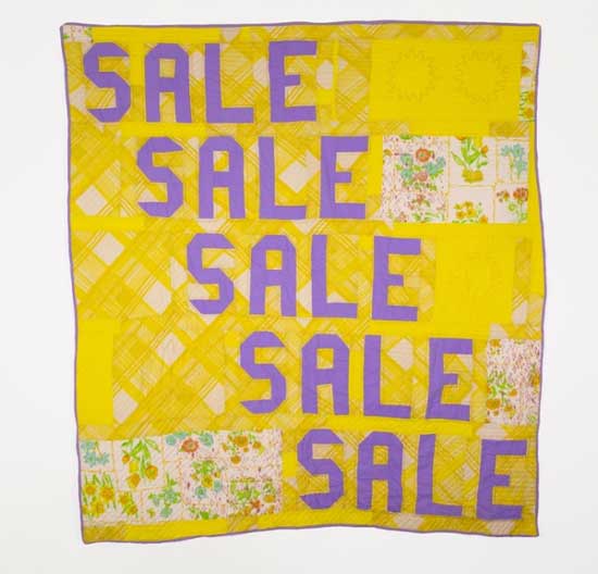 Coorain Devin  Sale Sign Quilt 1 cotton fabric, serigraph on cotton fabric, batting, embroidery floss, thread 2021