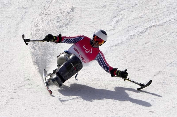 Alpine skier Jasmin Bambur competing in the Paralympic Games.