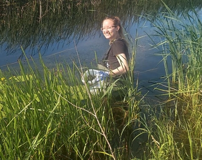 Zoe Von Holten doing field work for her research.