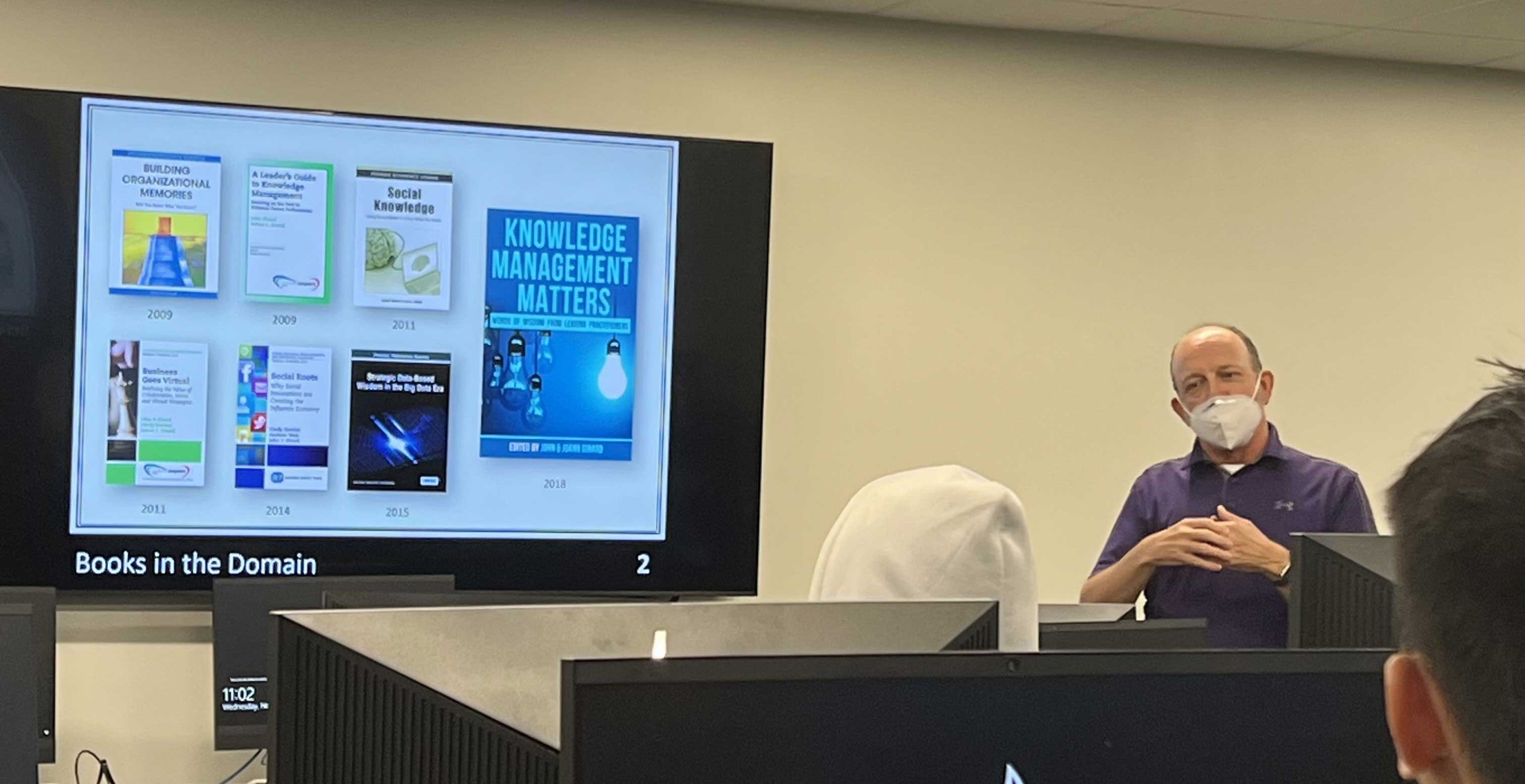 Dr. John Girard presents a talk on the power of knowledge to the Cochran chapter of the Association of Information Technology (AITS) students. 