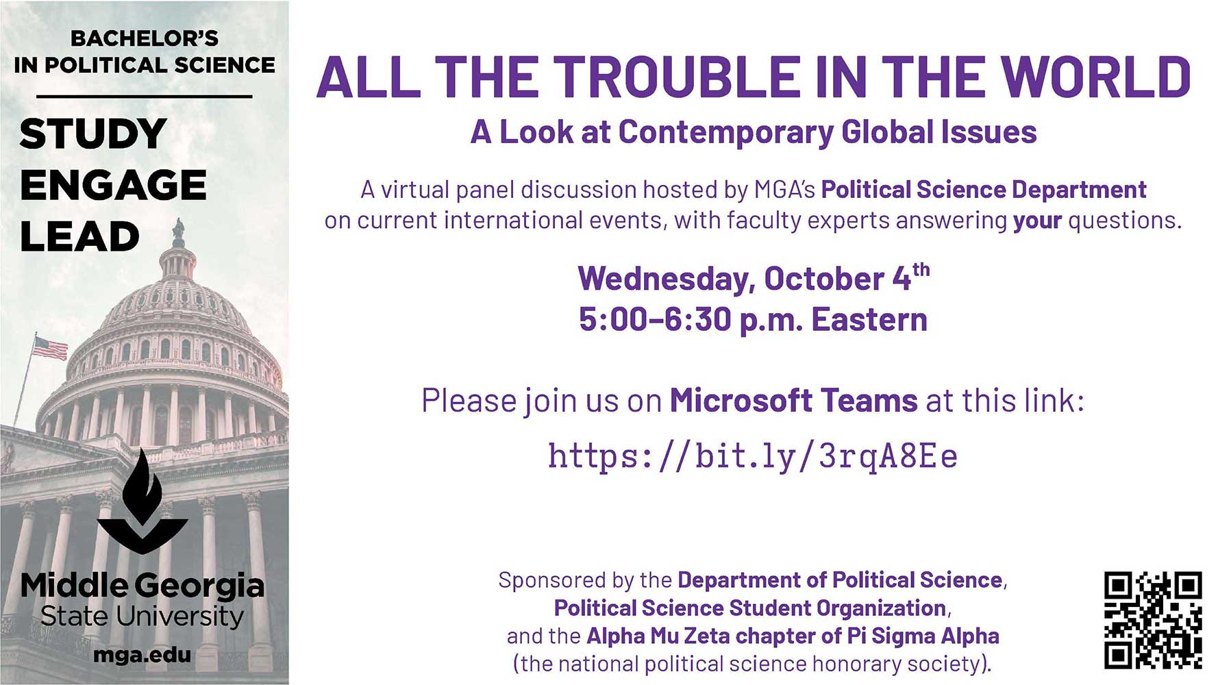 Political Science Discussion Series: All the Trouble in the World flyer.