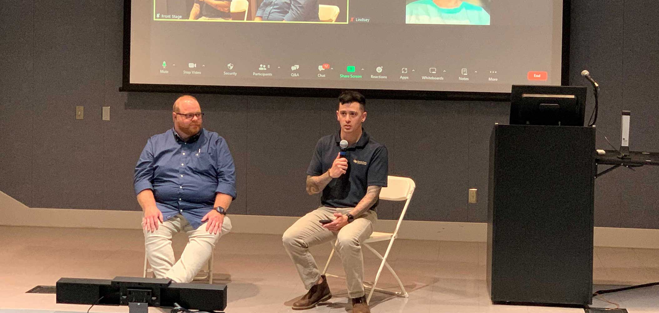 MGA Alumnus Moeini Reilly, Cybersecurity and STEM Education Research, Georgia Tech Research Institute (GTRI), hosts a panel discussion on artificial intelligence as part of the ISC2/AITS Coffeehouse speaker series. 