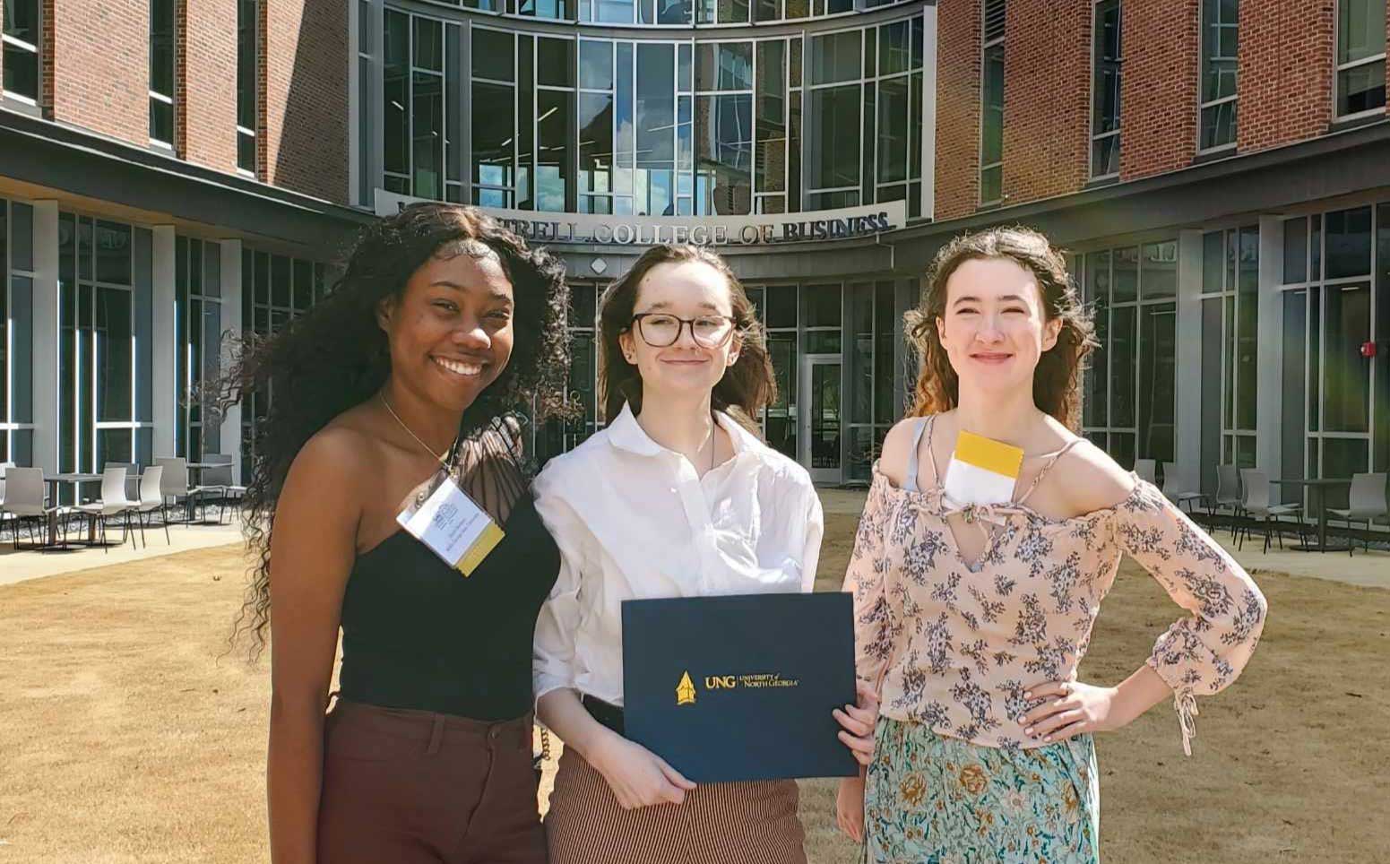 L-R: Honors students Aliyah Durham, Teagen McSweeney, and Brooklyn Zeagler at the Georgia Collegiate Honors Conference in Dahlonega, Georgia.