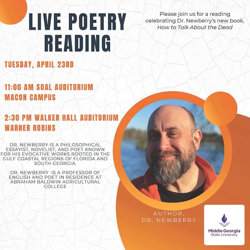 Live Poetry Reading with Dr. Jeff Newberry flyer.