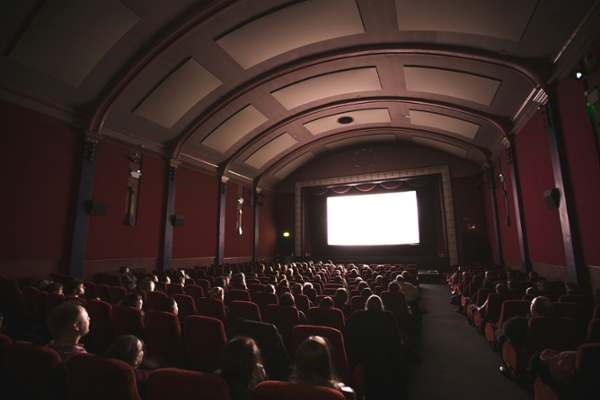 Movie screening in a theater. 