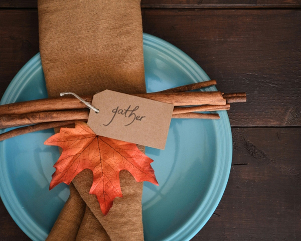 Table place setting for thanksgiving.