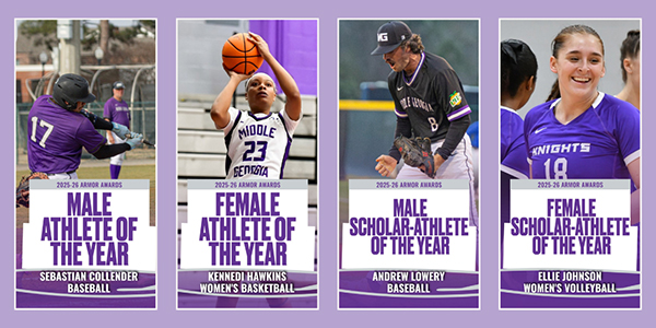 Graphic featuring images of the male and female athletes of the year, and the male and female scholar-athletes of the year.