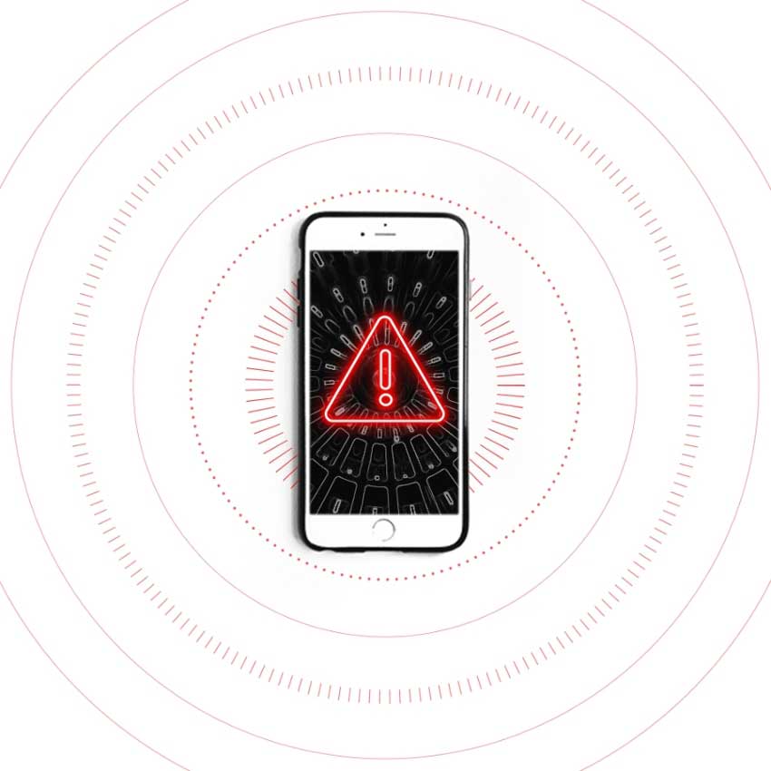 Cell phone with alert notifications displaying.