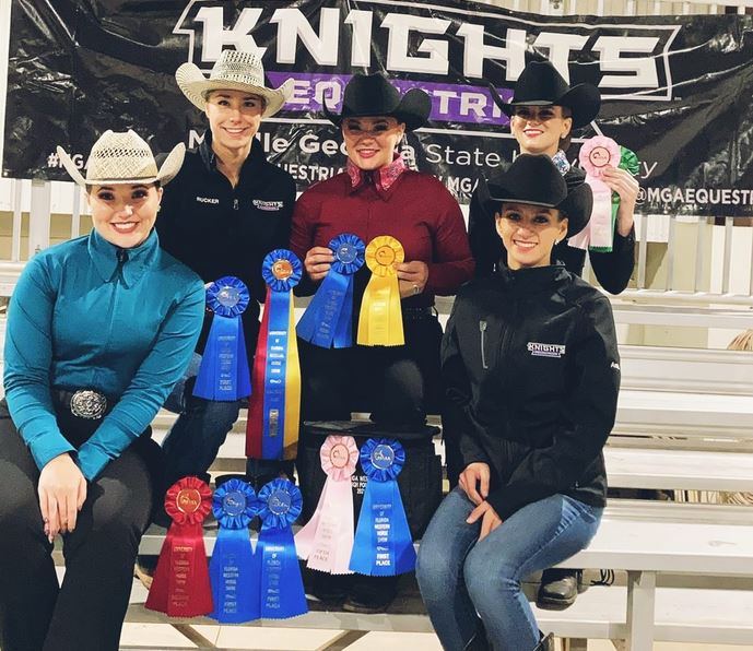 MGA Equestrian Team with their ribbons.