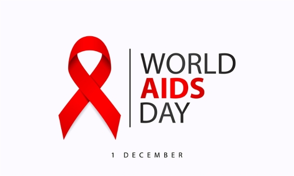 World AIDS Day poster with red ribbon courtesy of Vecteezy.com.