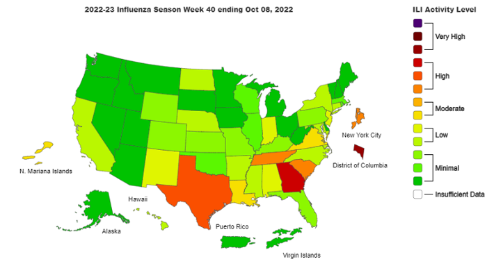 The Georgia Department of Public Health released a flu update highlighting widespread activity and illness within the state.