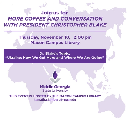 Flyer for Coffee & Conversations with Dr. Blake.