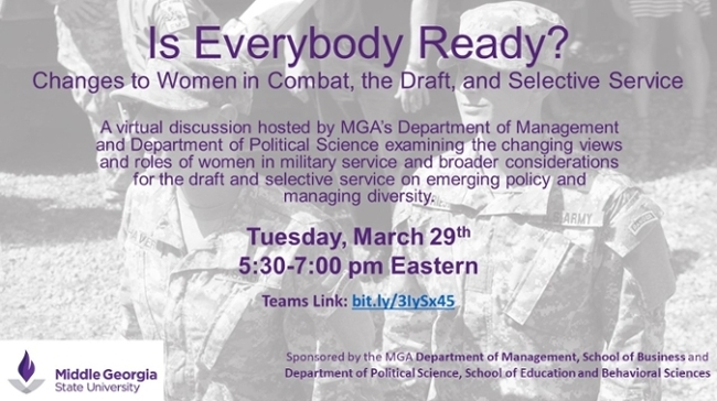 Is Everybody Ready? Changes to Women in Combat, the Draft, and Selective Service event flyer.