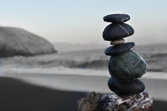 Stack of stones on the beach.