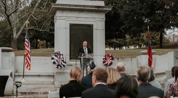 MGA President speaks at the Veterans Day event at Coleman Hill.