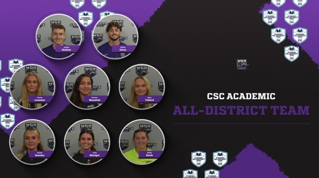 2024 CSC Academic All-District® M/W Soccer Teams Announced. James Skelton and Chase Giron were the men's soccer representatives and Hanna Lemoine, Rimma Musabeh, Eliza Telford, Nicole Beasley, Julia Metzger, and Hollie Keefe were the women's soccer representatives for MGA.