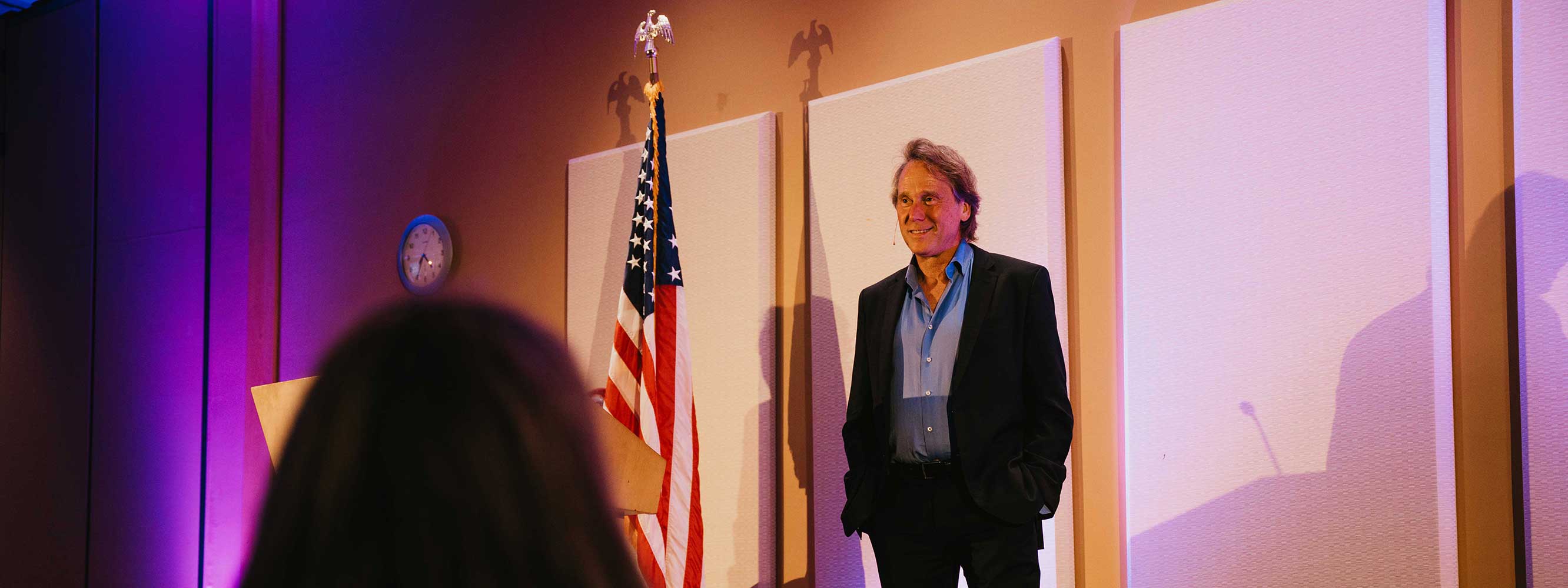 Matthew Stepka speaks during his inaugural Jennings Family Distinguished Lecture Series.