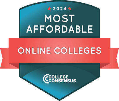College Consensus Most Affordable Online Colleges badge.