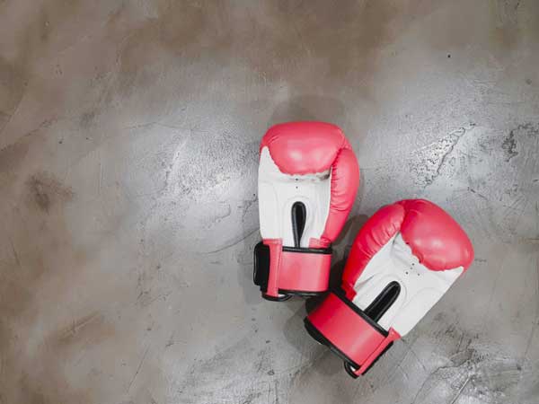 Red boxing gloves.