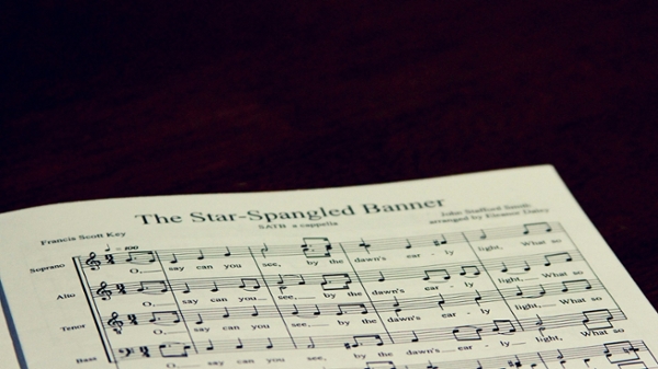 Star Spangled Banner music sheet. 