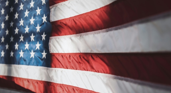 Close up photo of a American flag.