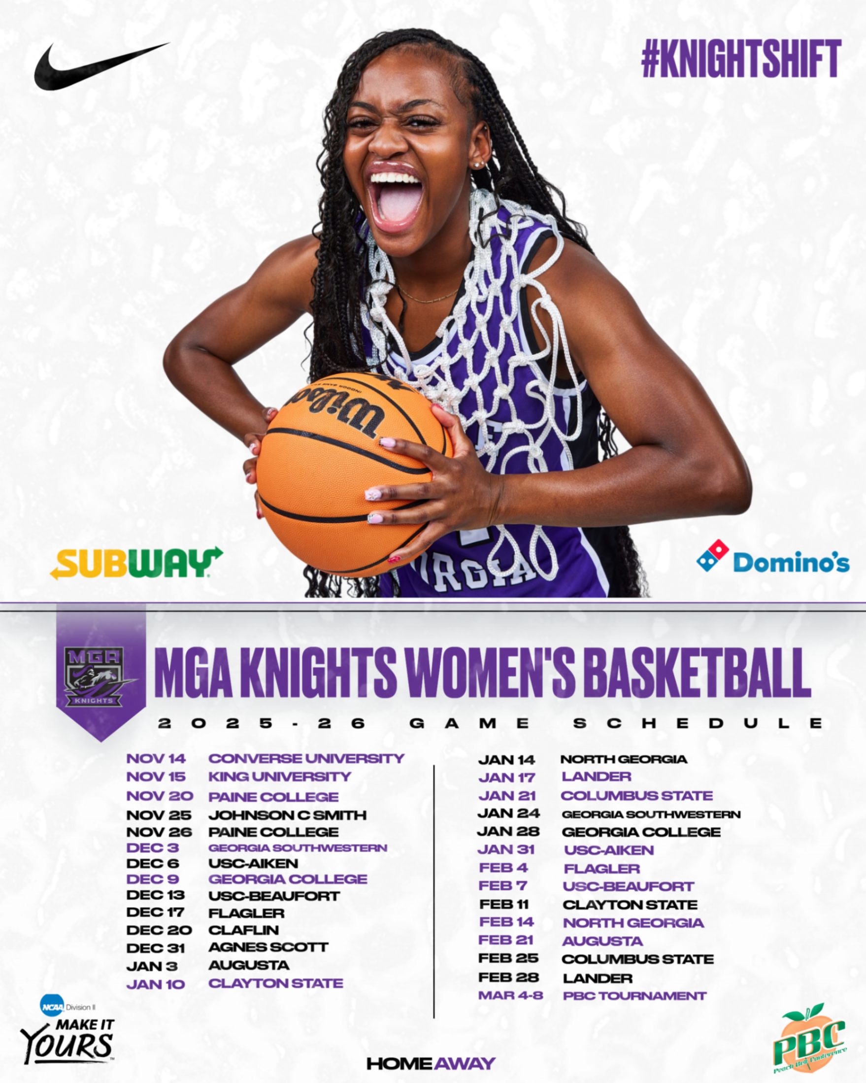 Coach Steven Rhodes is pleased to announce the 2025-26 Knights women's basketball schedule.