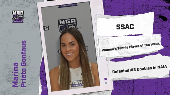 Marina Prieto Gonfaus was named SSAC Women's Tennis Player of the Week, the conference office announced Tuesday, March 4.