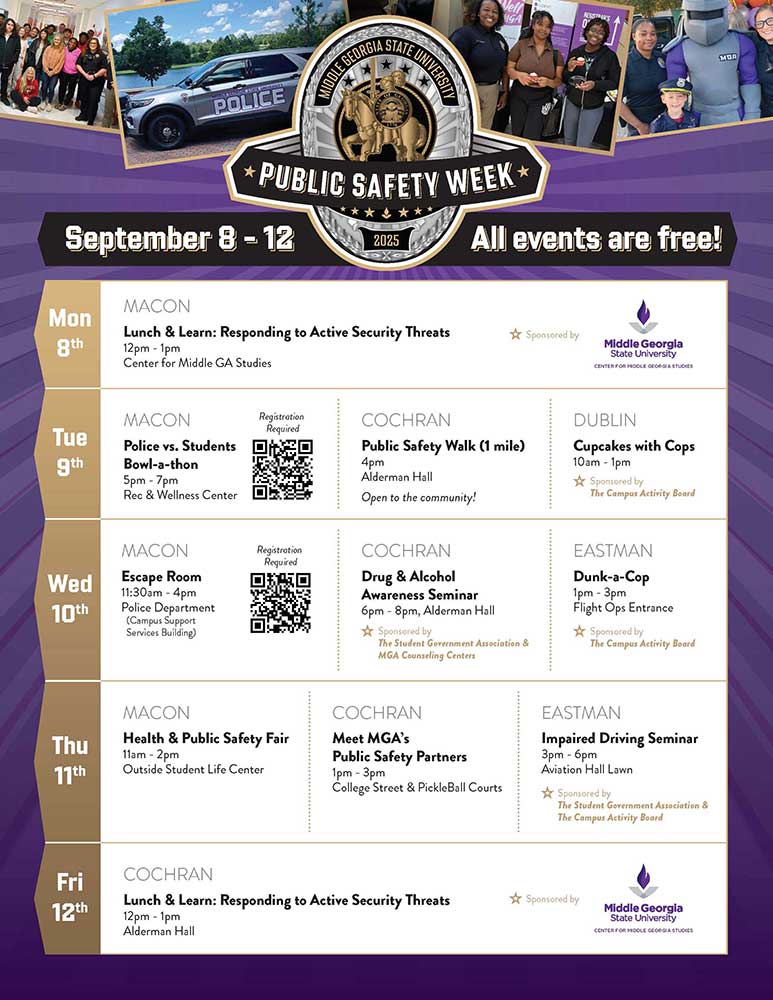 Meet our behind-the-scenes heroes, the MGA Police, and learn how to stay safe and prepared at Public Safety Week 2025, Sept. 8-12. All events are free!