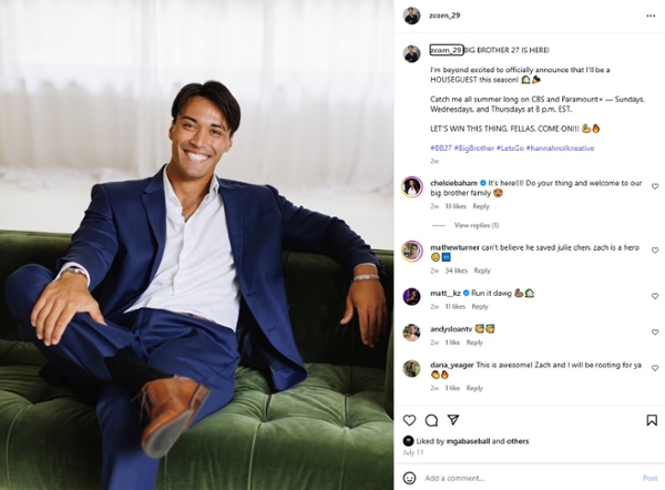 "BIG BROTHER 27 IS HERE," Cornell announced on Instagram. "I’m beyond excited to officially announce that I’ll be a HOUSEGUEST this season! 🏡🎉 Catch me all summer long on CBS and Paramount+ — Sundays, Wednesdays, and Thursdays at 8 p.m. EST." 