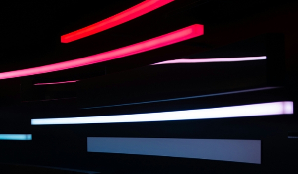 Abstract art of rectangular neon lights. 