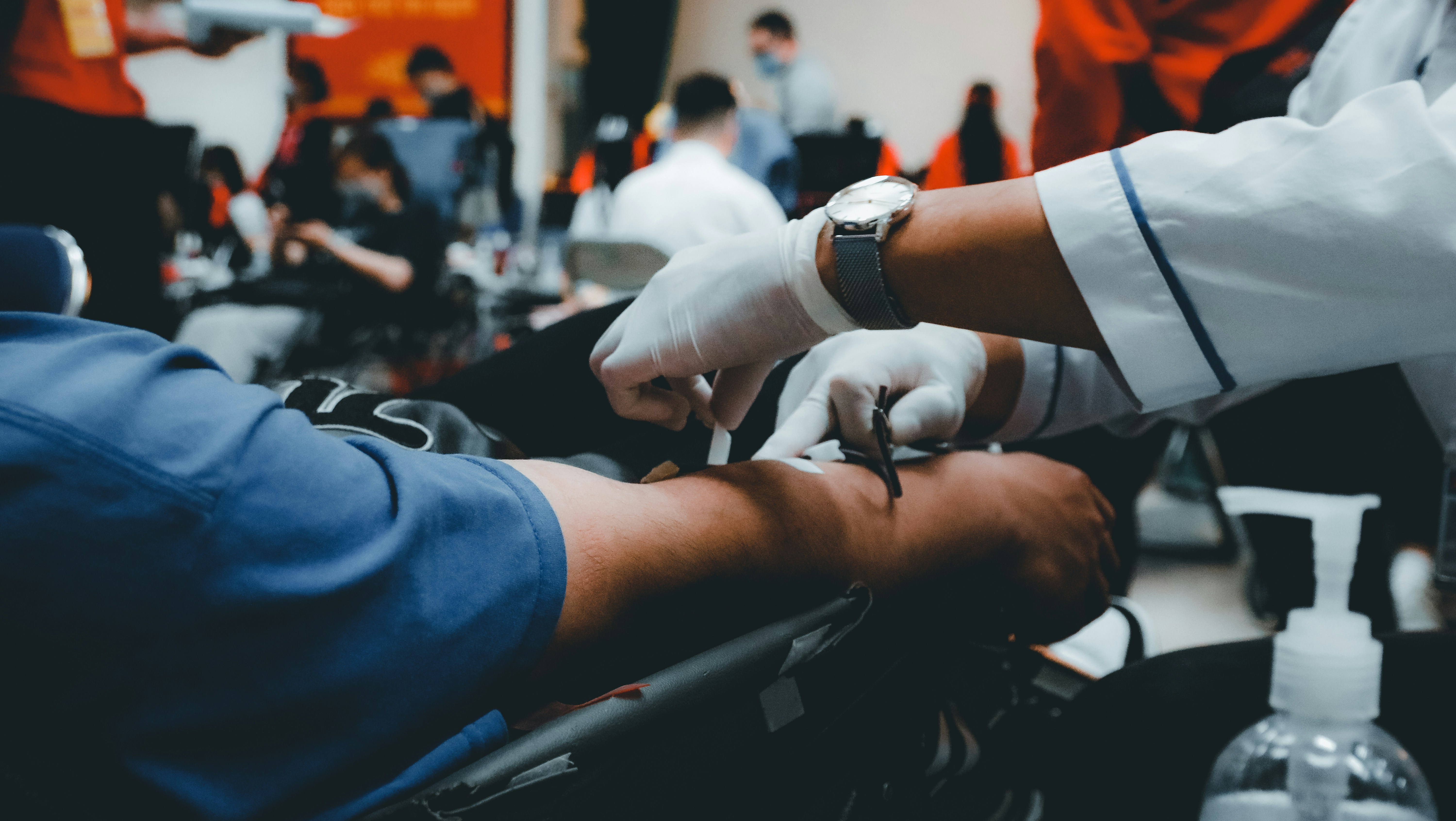 Person donating blood. 