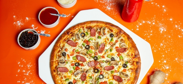 Pizza and toppings. 