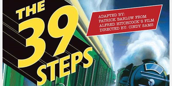 Graphic image with the play title, "The 39 Steps."