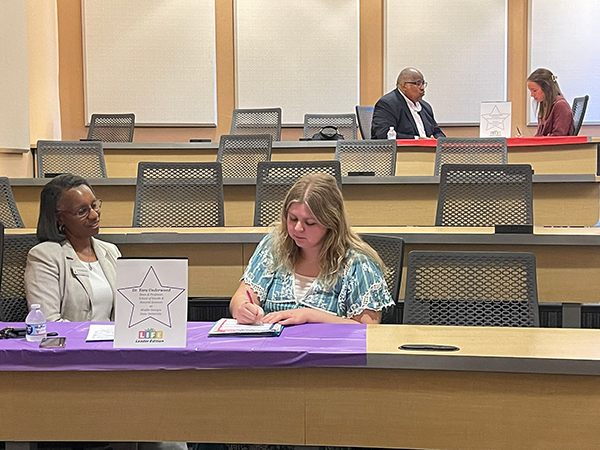 Health Sciences Leadership students interviewing faculty members.