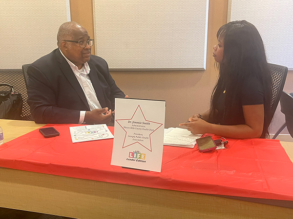 Health Sciences Leadership student interviewing faculty members.