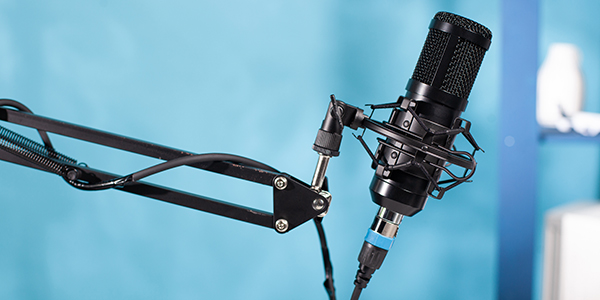Image of a microphone ready for filming a podcast.